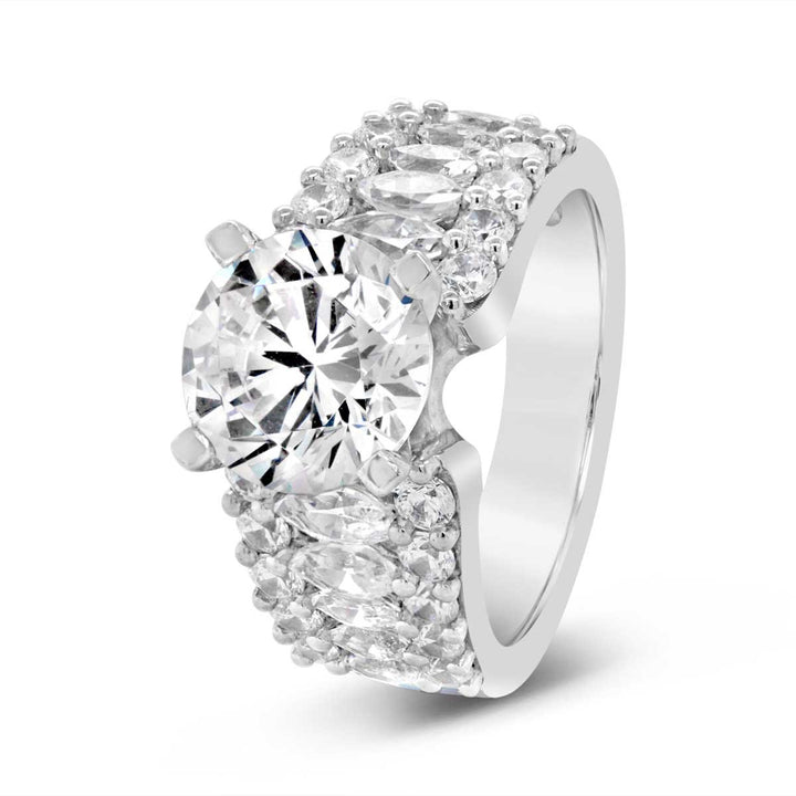 Wide Band Diamond Engagement Ring with Marquise Diamonds- YJC3522R
