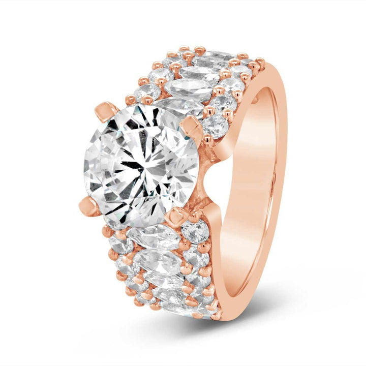 Wide Band Diamond Engagement Ring with Marquise Diamonds- YJC3522R