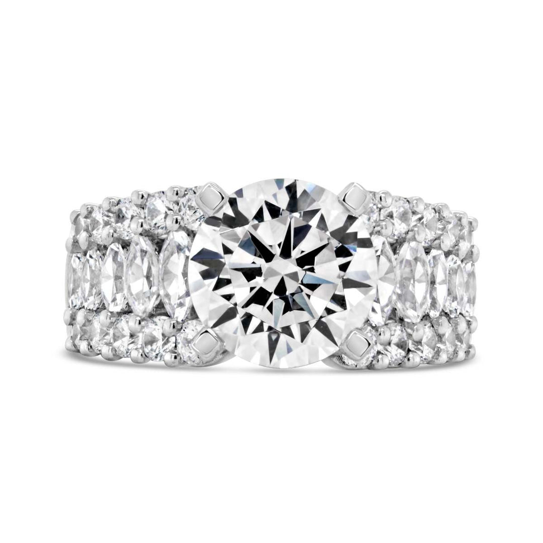 Wide Band Diamond Engagement Ring with Marquise Diamonds- YJC3522R