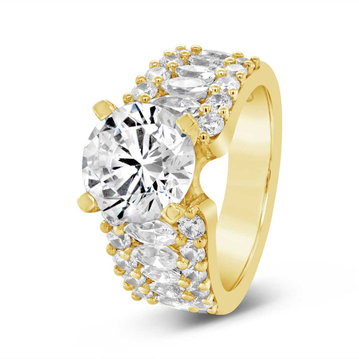 Wide Band Diamond Engagement Ring with Marquise Diamonds- YJC3522R