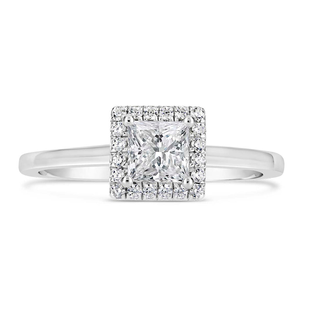 Modern Diamond Halo Engagement Ring