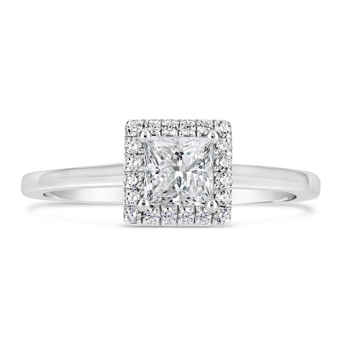 Modern Diamond Halo Engagement Ring