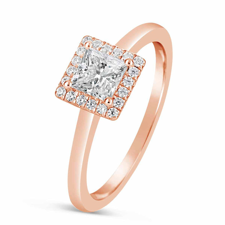 Modern Diamond Halo Engagement Ring