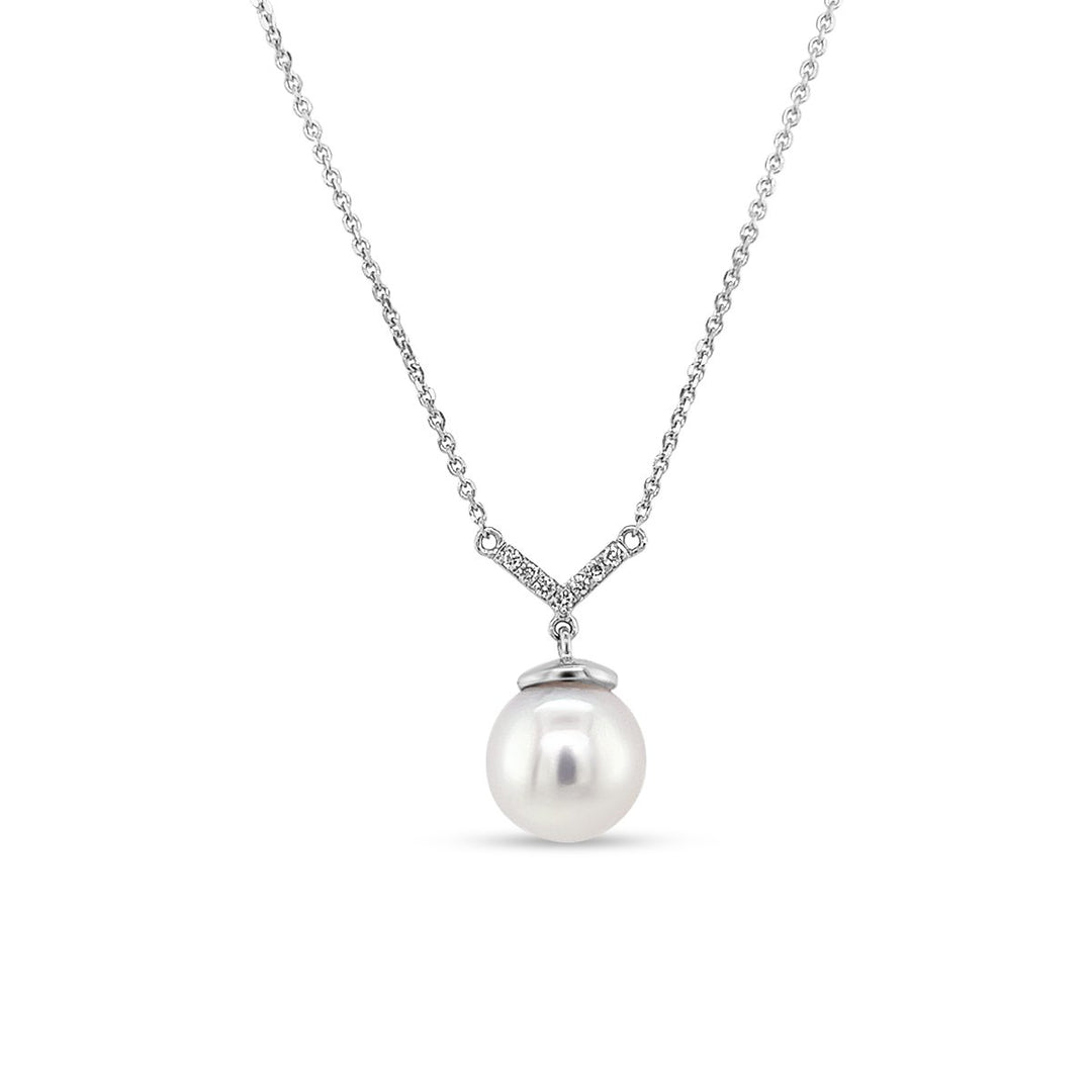 Akoya Cultured Pearl and Diamond Necklace - 966095/HL