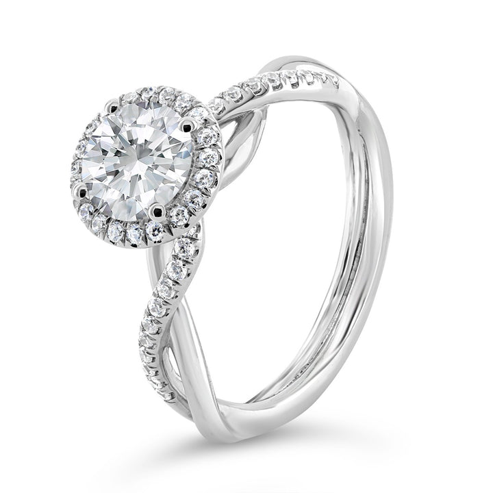 Cross-Over Diamond Engagement Ring