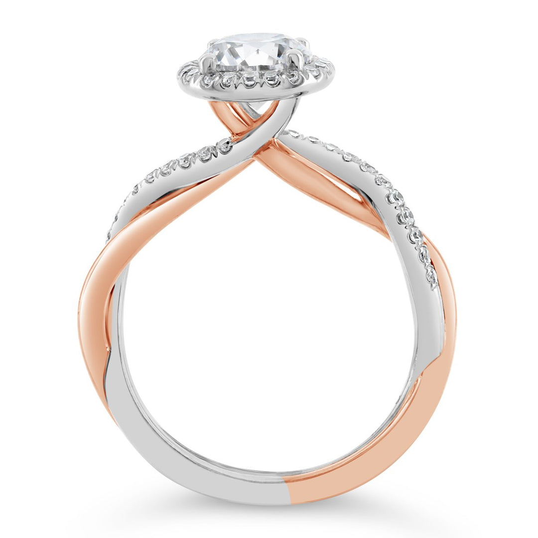 Cross-Over Diamond Engagement Ring
