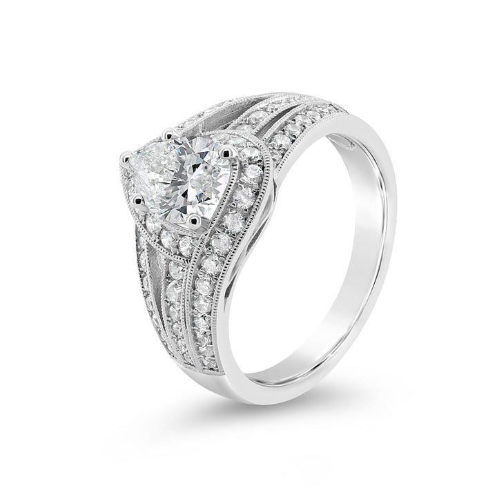 Unique Diamond Halo Engagement Ring