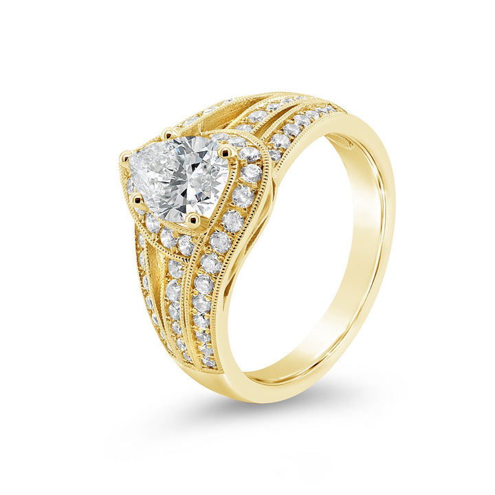 Unique Diamond Halo Engagement Ring