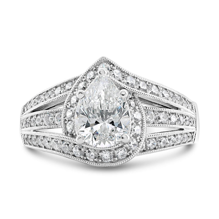 Unique Diamond Halo Engagement Ring