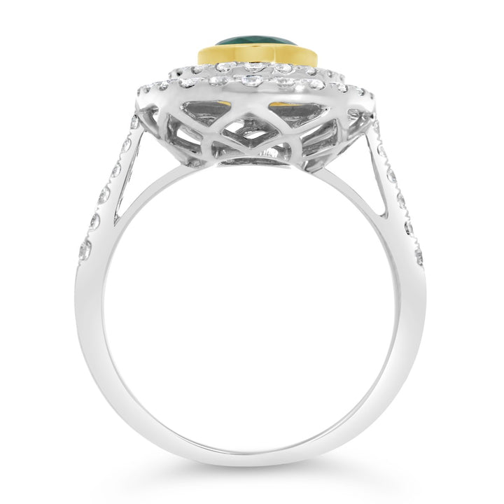 18K White & Yellow Gold Diamond & Emerald Cocktail Ring - AR3667