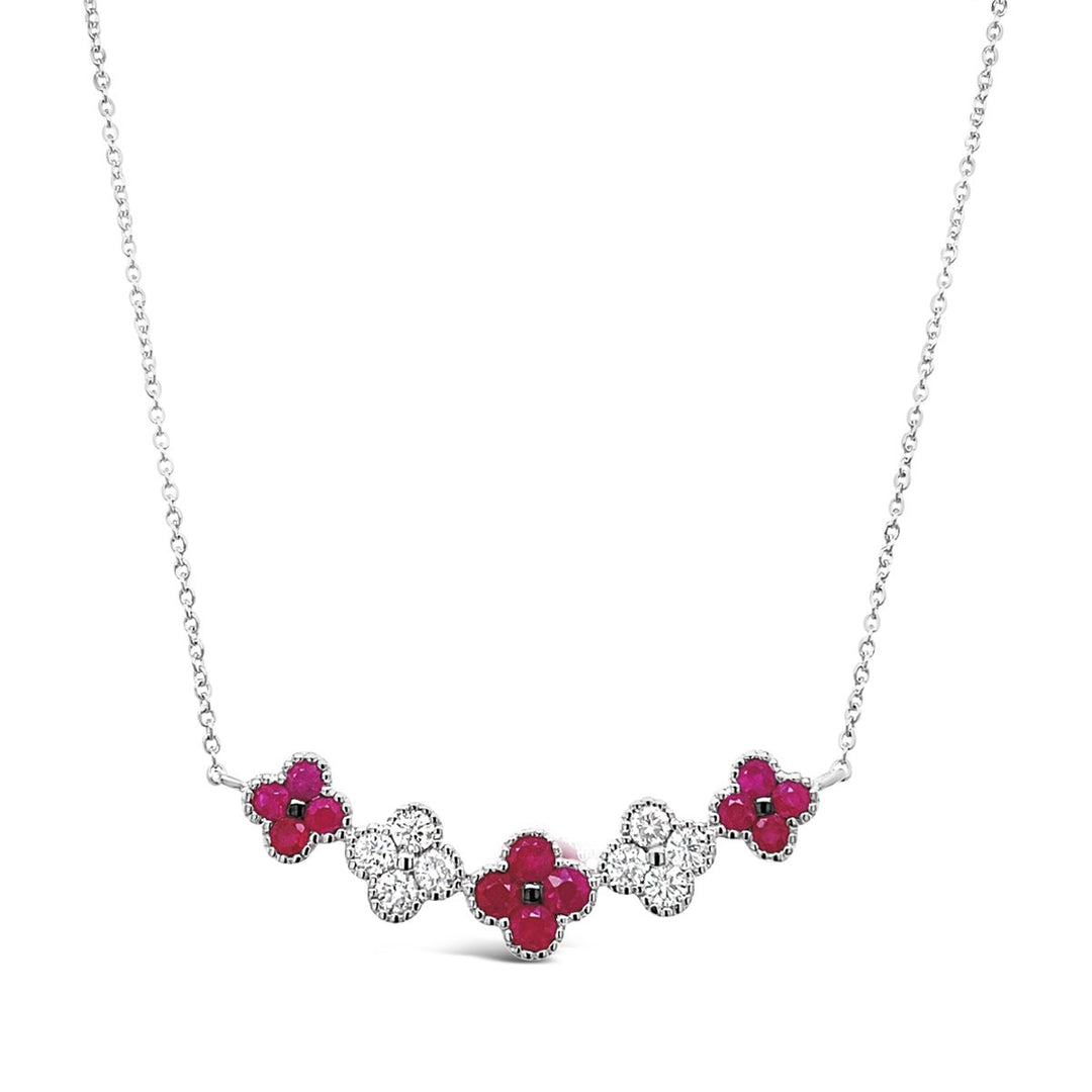 White Gold Diamond & Ruby Necklace - 272355N01W
