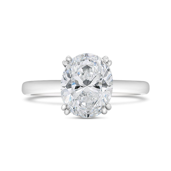 Solitaire Diamond Engagement Ring with Hidden Halo & Split Prongs