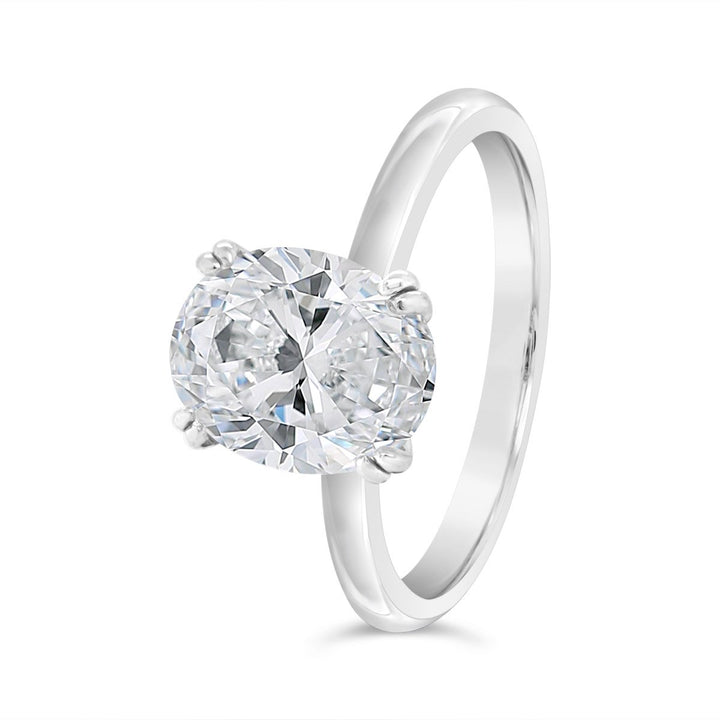 Solitaire Diamond Engagement Ring with Hidden Halo & Split Prongs
