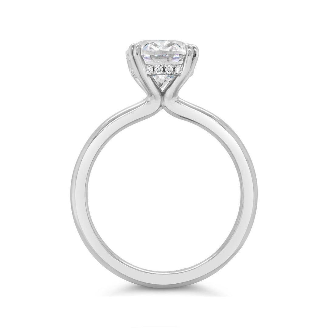 Solitaire Diamond Engagement Ring with Hidden Halo & Split Prongs