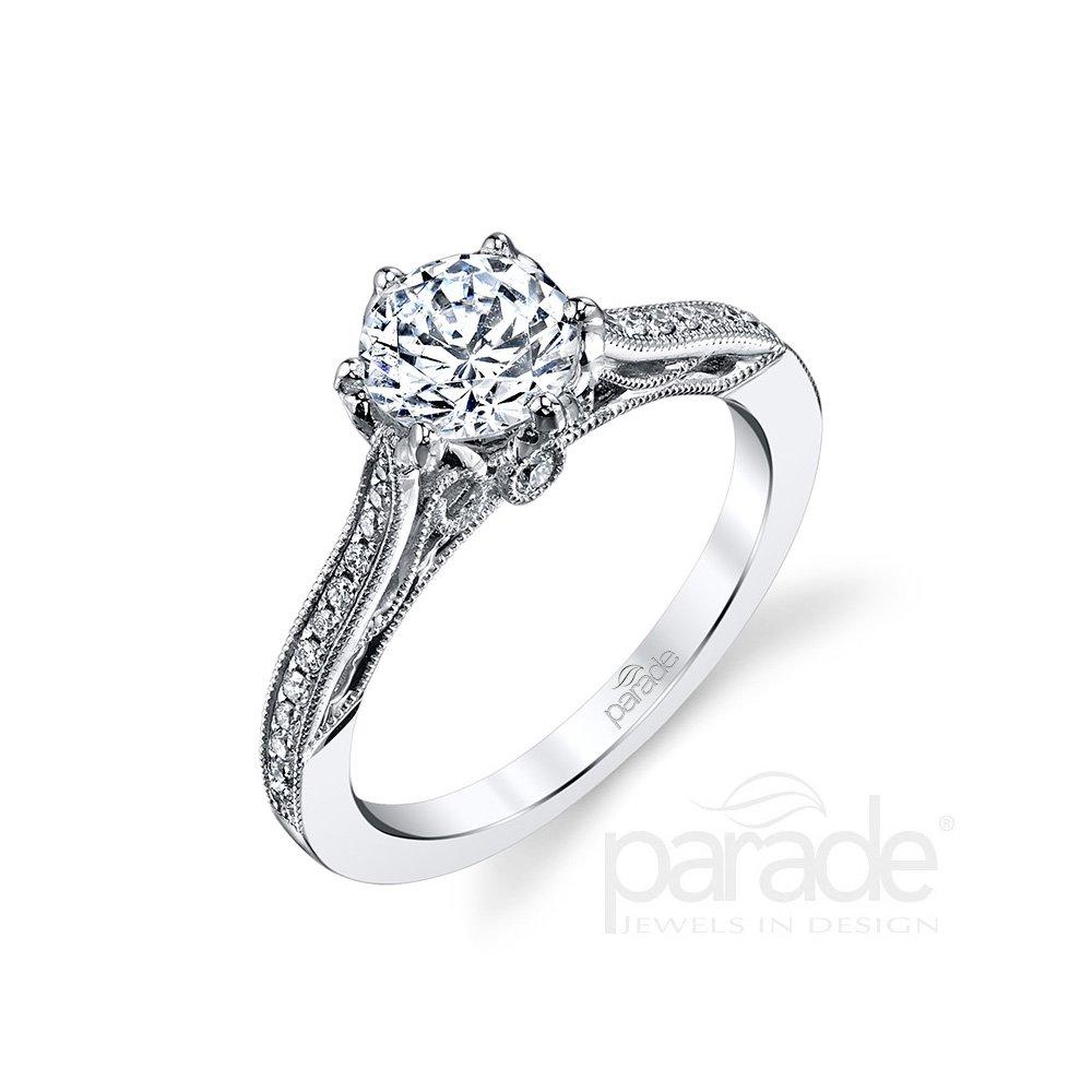 Milgrain Etched Six Prongs Engagement Ring