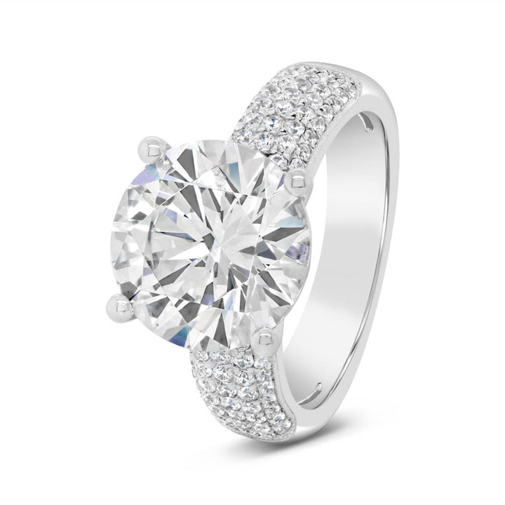 Wide Pave Band Diamond Engagement Ring