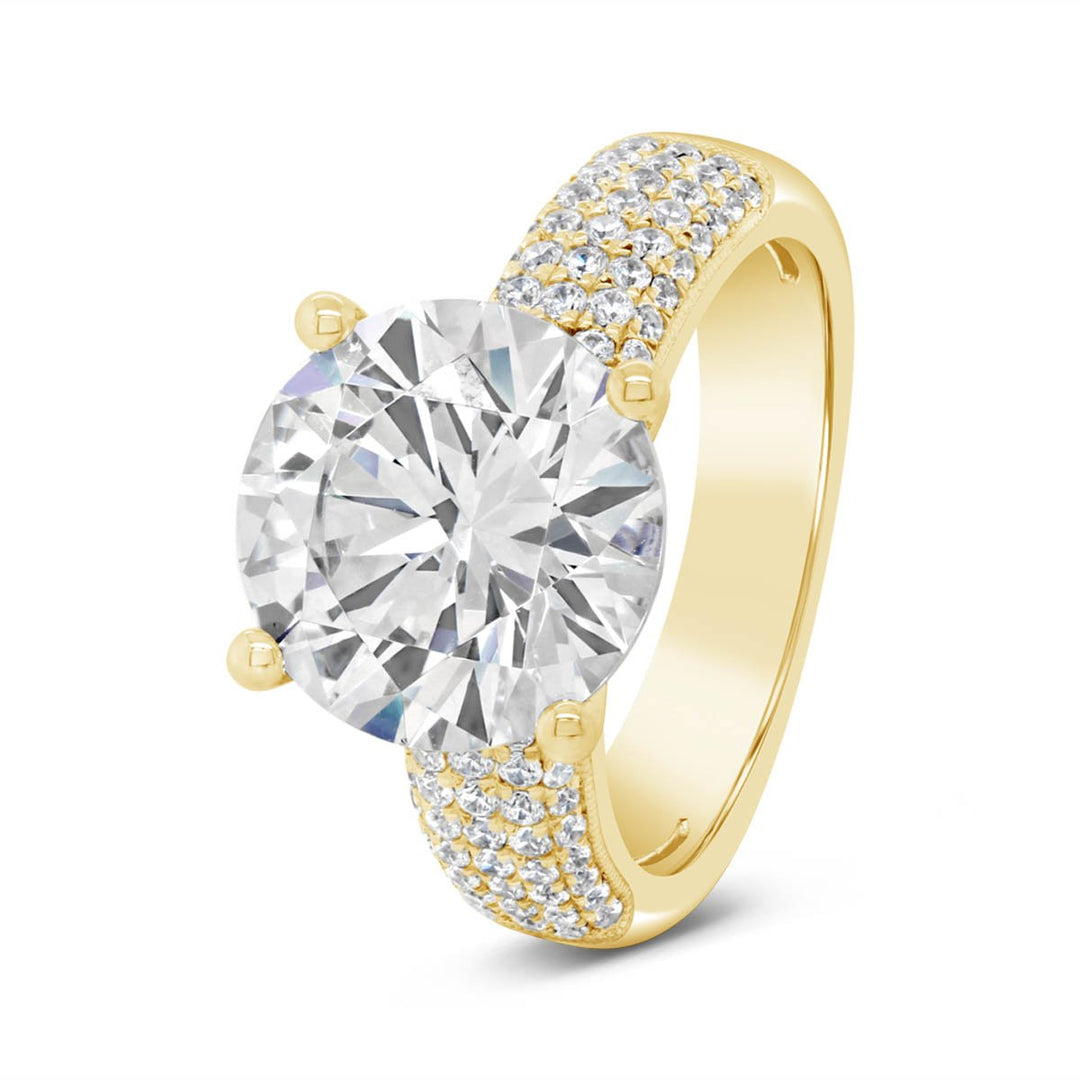 Wide Pave Band Diamond Engagement Ring