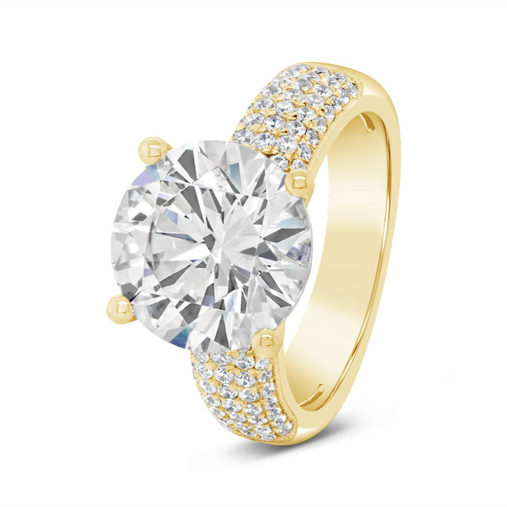 Wide Pave Band Diamond Engagement Ring