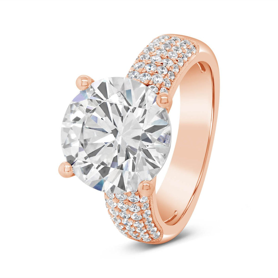 Wide Pave Band Diamond Engagement Ring