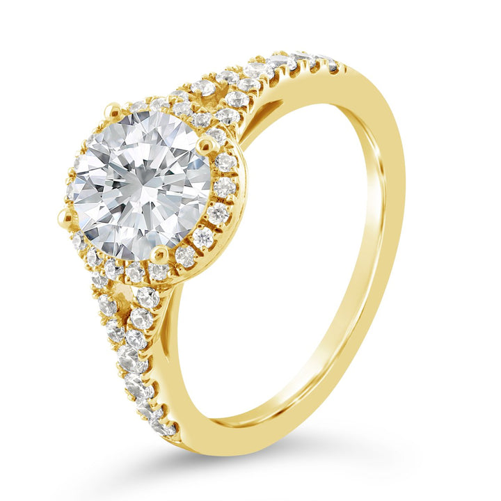 Split Shank Diamond Engagement Ring with Halo