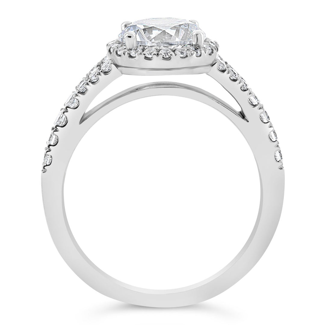 Split Shank Diamond Engagement Ring with Halo