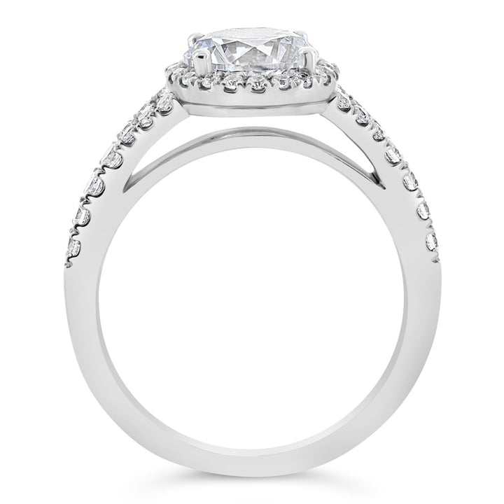 Split Shank Diamond Engagement Ring with Halo