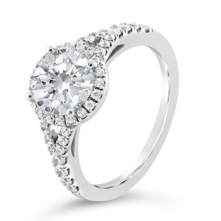 Split Shank Diamond Engagement Ring with Halo