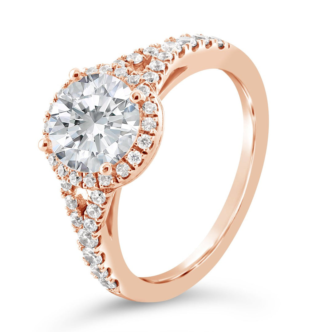 Split Shank Diamond Engagement Ring with Halo