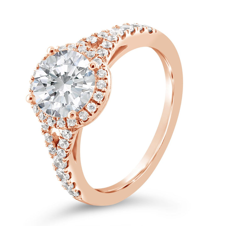 Split Shank Diamond Engagement Ring with Halo