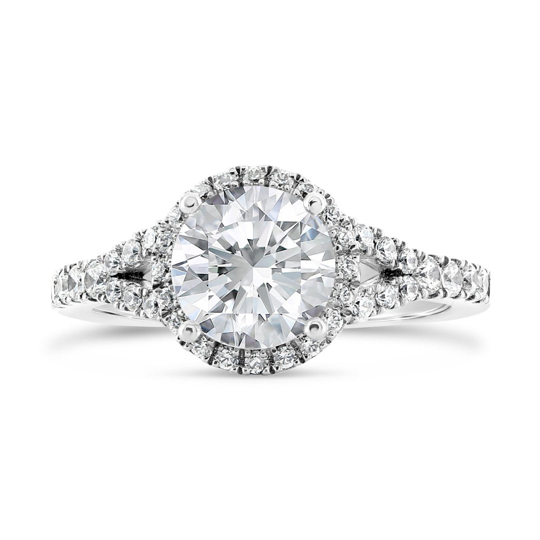 Split Shank Diamond Engagement Ring with Halo