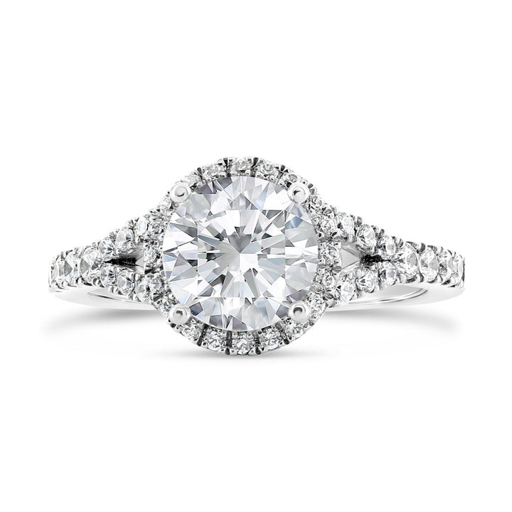Split Shank Diamond Engagement Ring with Halo