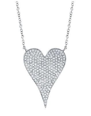 14KW Shy Creation Pave Diamond Heart Necklace