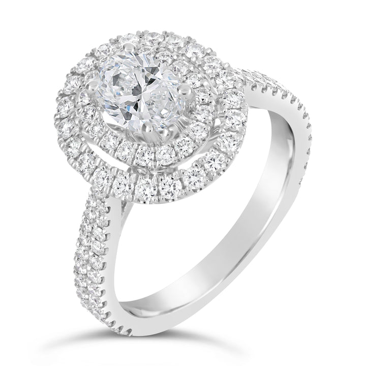 Double Halo Diamond Engagement Ring