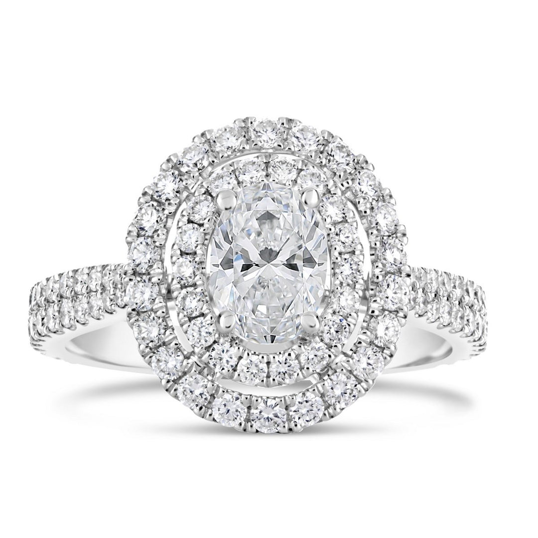 Double Halo Diamond Engagement Ring