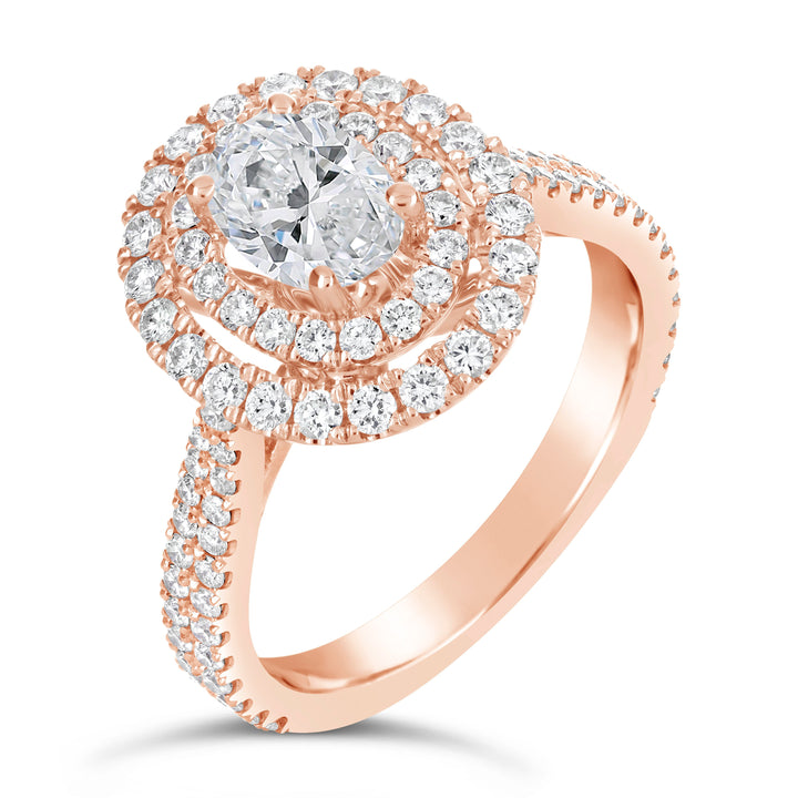 Double Halo Diamond Engagement Ring