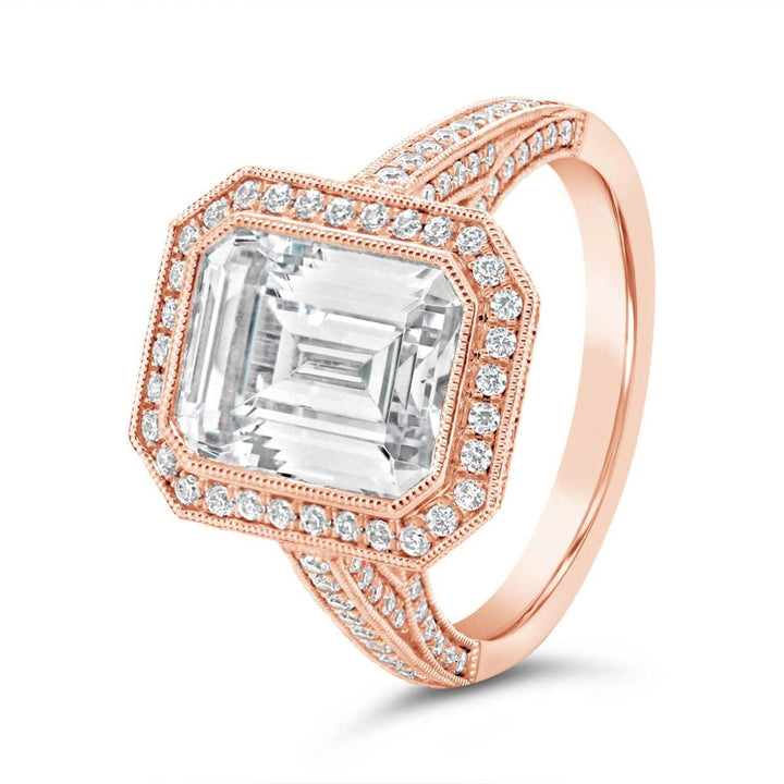 Bezel Set Engagement Ring with Milgrain Detail