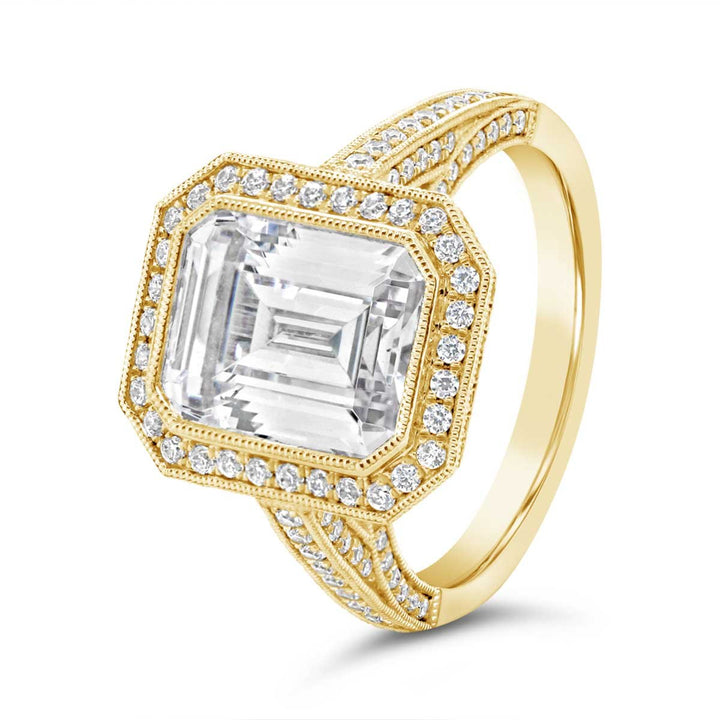 Bezel Set Engagement Ring with Milgrain Detail