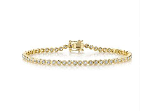 Yellow Gold Bezel Set Diamond Tennis Bracelet - SC55023227