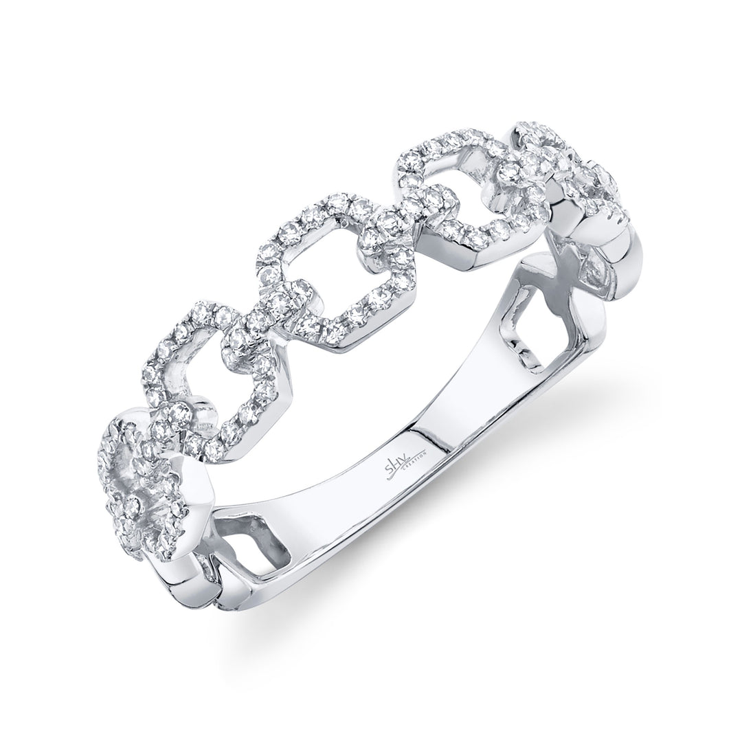 White Gold Diamond Link Band - SC36213653