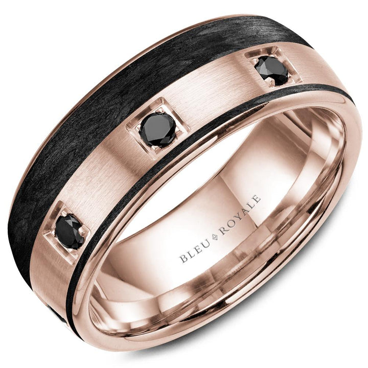 Gold & Black Carbon Bleu Royale Diamond Wedding Band - RYL-019RBD85