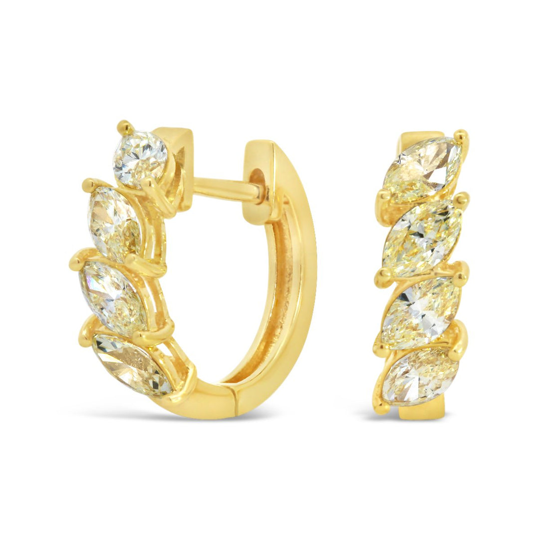 Gold Fancy Yellow Diamond Huggie Earrings - AE3889