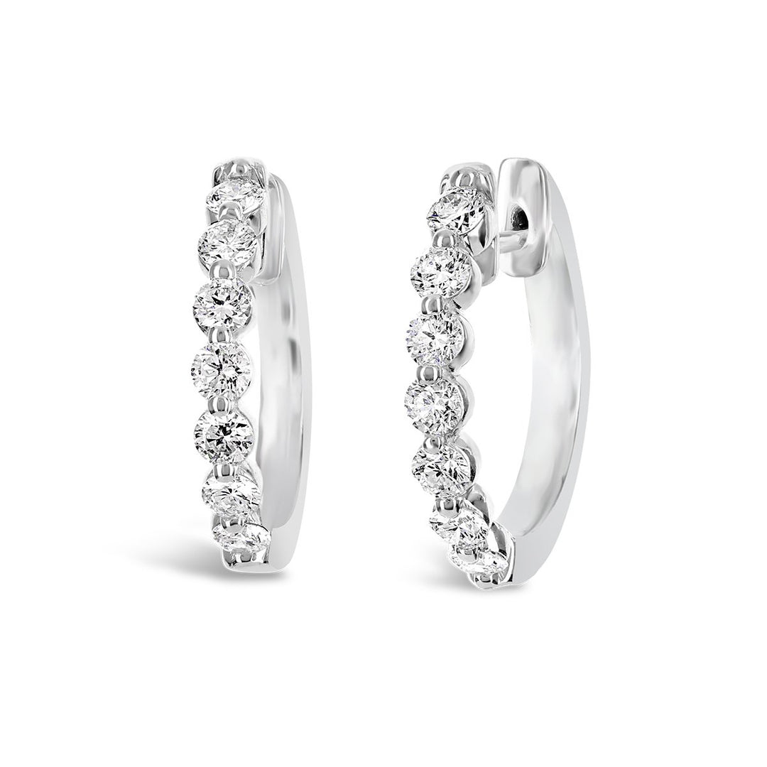 White Gold Diamond Hoop Earrings - ME50065