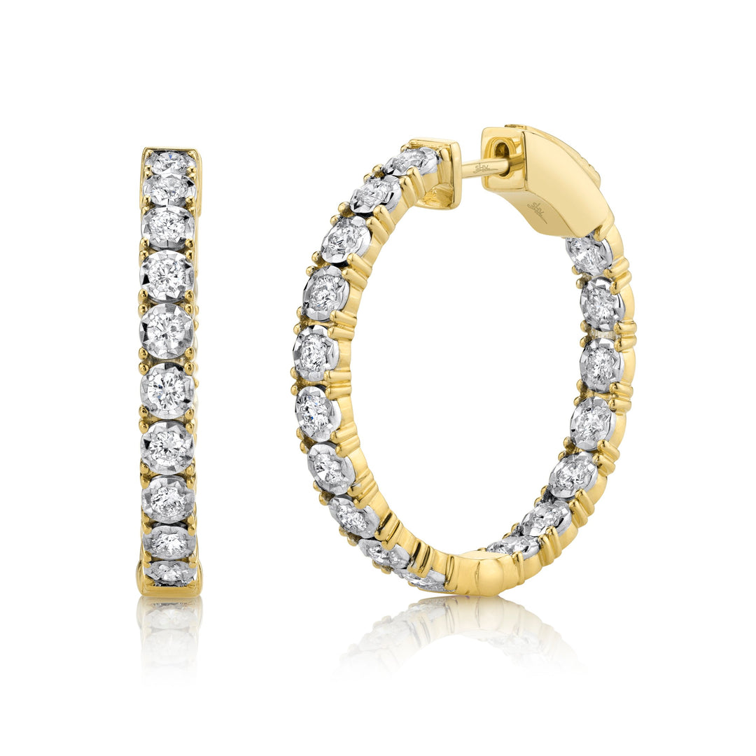 Yellow Gold Inside/Outside Diamond Hoop Earrings - SC55006310