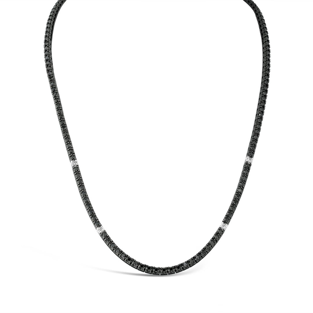 White Gold Black Rhodium Black Diamond Tennis Necklace - AN0692/BW