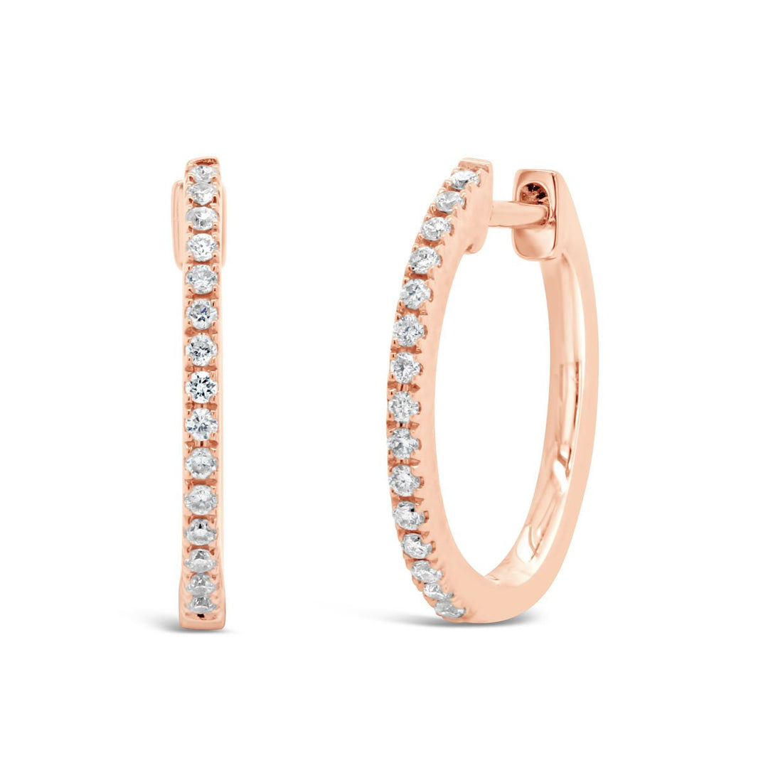 Rose Gold Diamond Hoop Earrings - 0SPE2L2