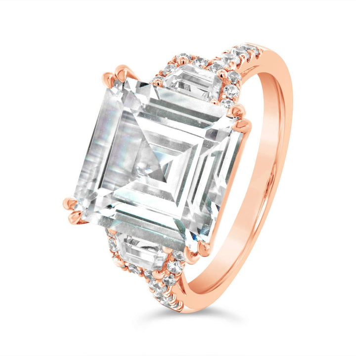 Three Stone Diamond Engagement Ring with Split Prongs