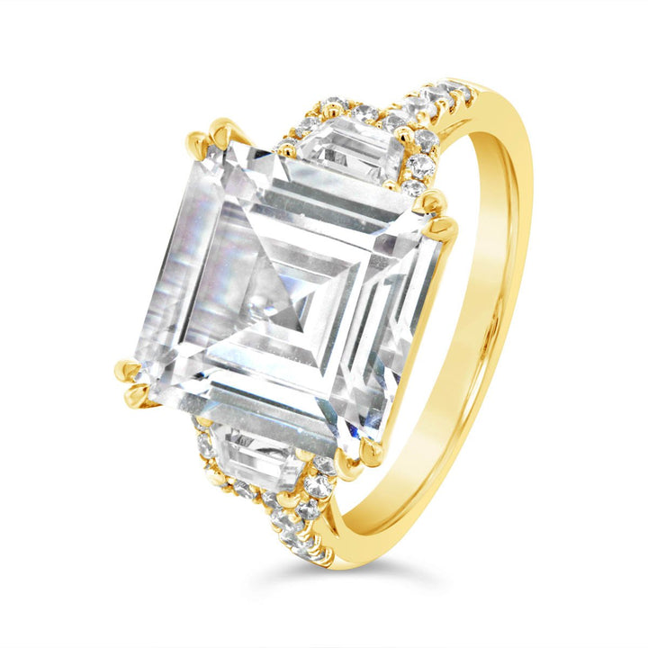 Three Stone Diamond Engagement Ring with Split Prongs