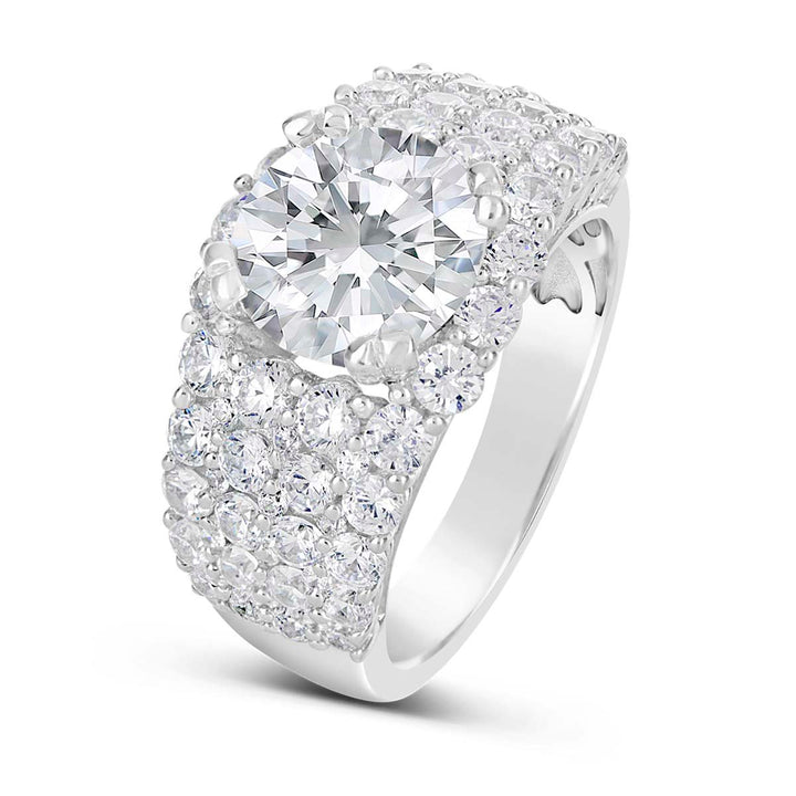 Wide Band Diamond Engagement Ring