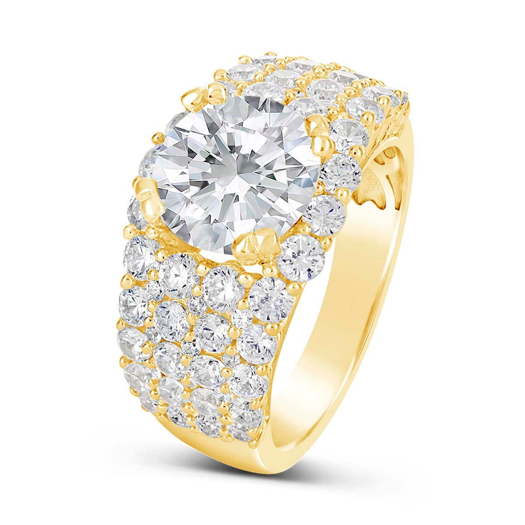 Wide Band Diamond Engagement Ring
