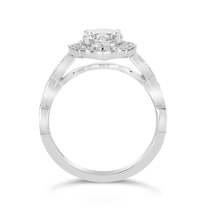 Vintage Style Diamond Halo Engagement Ring